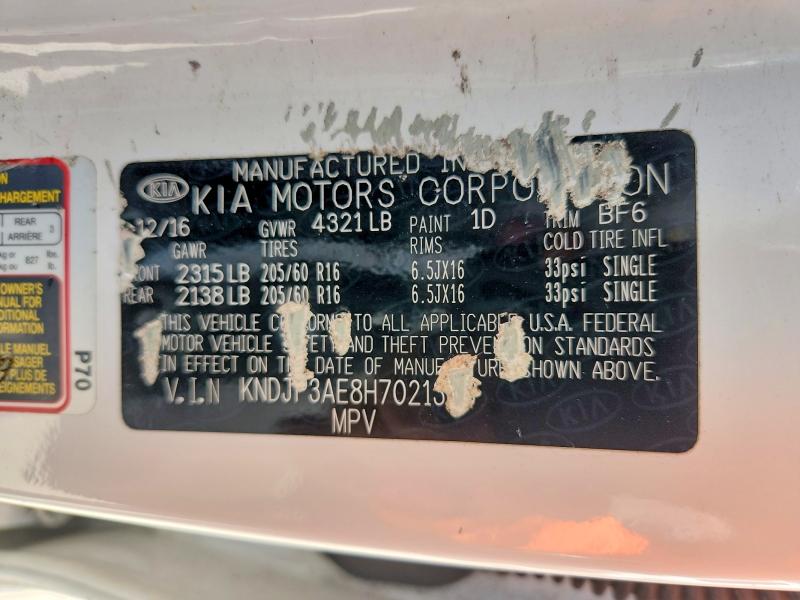 2017 Kia Soul Ev მანქანა იყიდება აუქციონზე, vin: KNDJP3AE8H7021306, აუქციონის ნომერი: 55657296