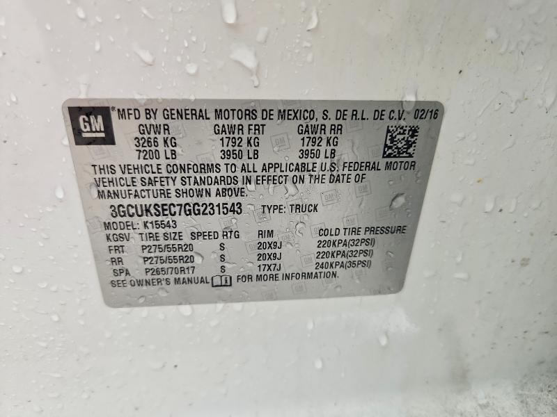 Продажа на аукционе авто 2016 Chevrolet Silverado, vin: 3GCUKSEC7GG231543, номер лота: 57762016
