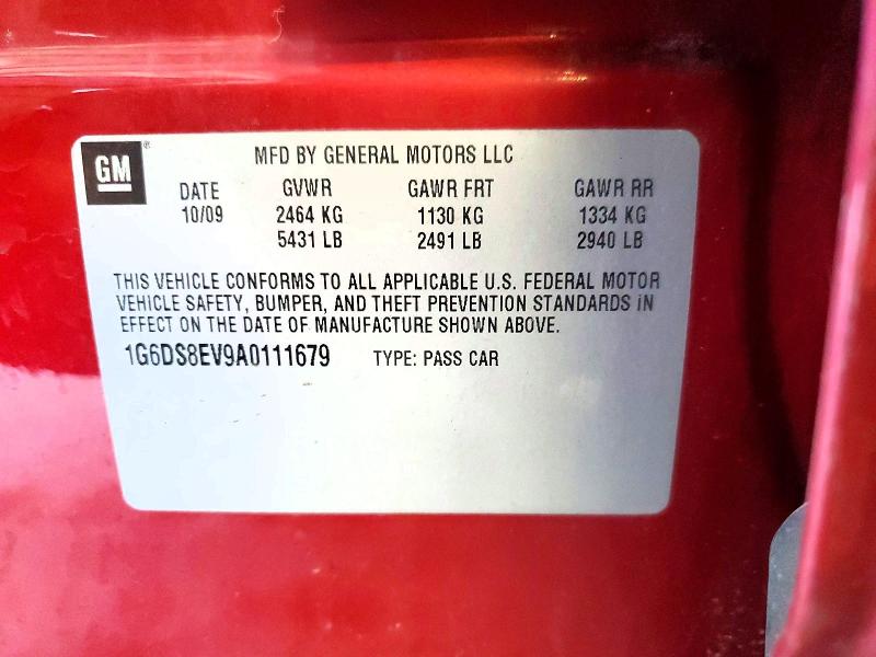 2010 Cadillac Cts მანქანა იყიდება აუქციონზე, vin: 1G6DS8EV9A0111679, აუქციონის ნომერი: 57019656