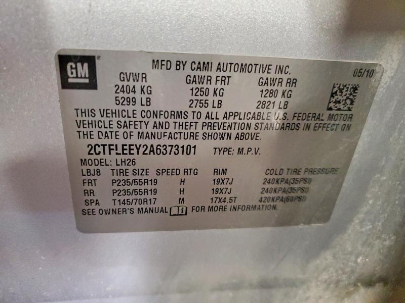 2010 Gmc Terrain მანქანა იყიდება აუქციონზე, vin: 2CTFLEEY2A6373101, აუქციონის ნომერი: 55732456