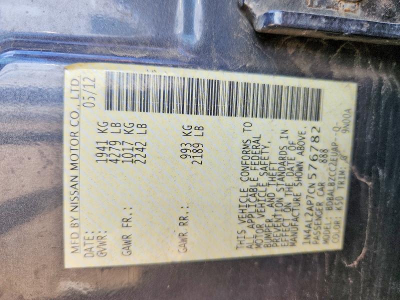 56150456 :رقم المزاد ، 1N4AL2AP7CN576782 vin ، 2012 Nissan Altima مزاد بيع