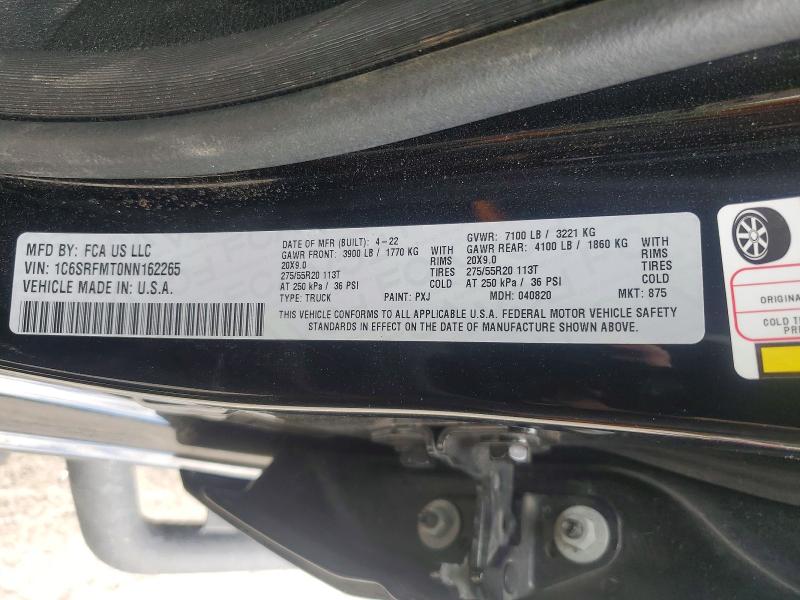 Продажа на аукционе авто 2022 Ram 1500, vin: 1C6SRFMT0NN162265, номер лота: 56326846