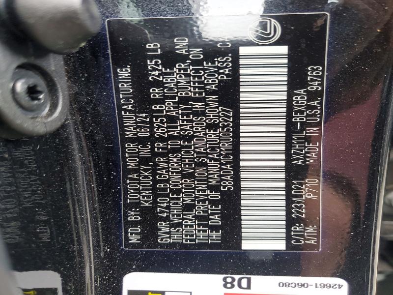 2024 Lexus Es 300h მანქანა იყიდება აუქციონზე, vin: 58ADA1C11RU053227, აუქციონის ნომერი: 58128016