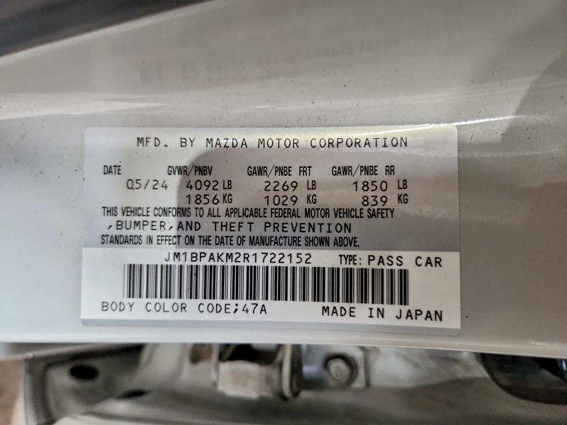 56786526 :رقم المزاد ، JM1BPAKM2R1722152 vin ، 2024 Mazda 3 مزاد بيع