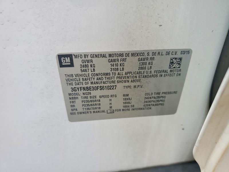 2015 Cadillac Srx მანქანა იყიდება აუქციონზე, vin: 3GYFNBE30FS610227, აუქციონის ნომერი: 56310796