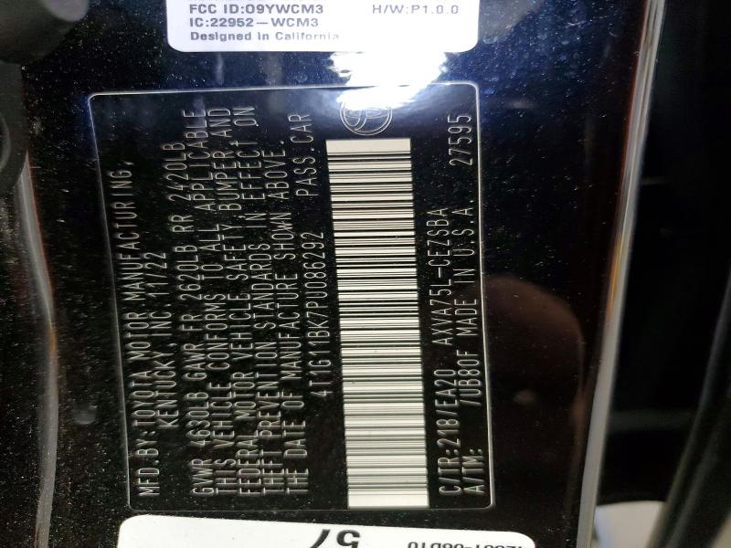 56282306 :رقم المزاد ، 4T1G11BK7PU086292 vin ، 2023 Toyota Camry مزاد بيع