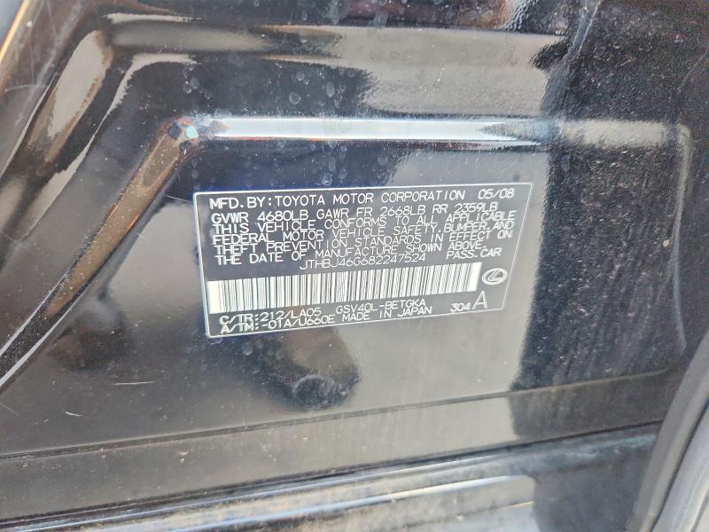 Aukcja sprzedaży 2008 Lexus Es, vin: JTHBJ46G682247524, numer aukcji: 57271086