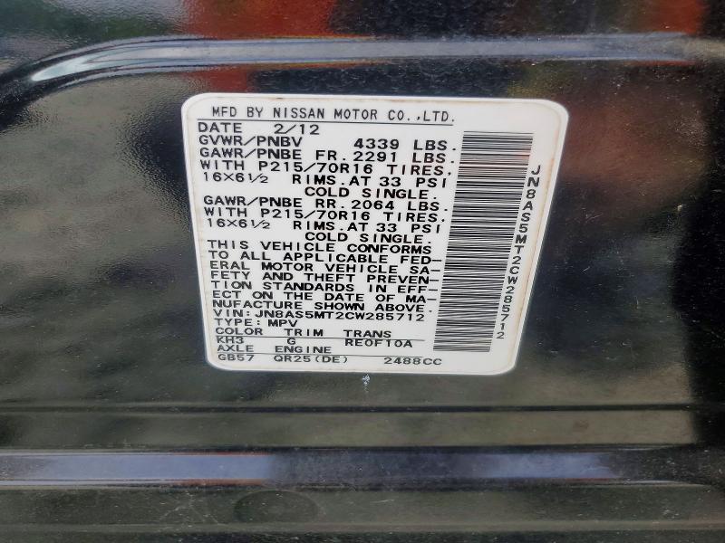Aukcja sprzedaży 2012 Nissan Rogue, vin: JN8AS5MT2CW285712, numer aukcji: 56787976