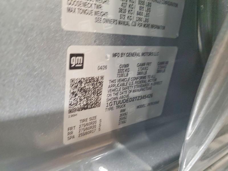 58073296 :رقم المزاد ، 1GTUUDED2TZ345426 vin ، 2026 Gmc Sierra مزاد بيع