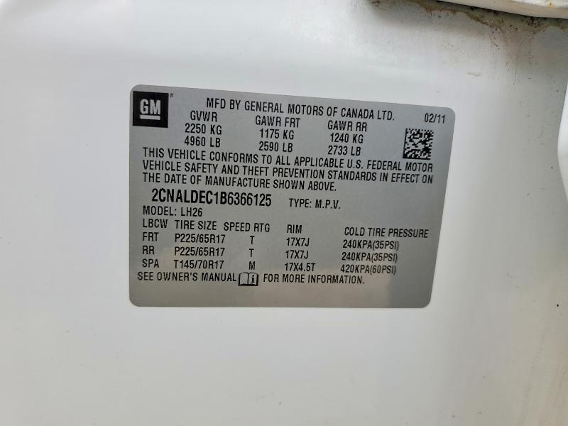 2011 Chevrolet Equinox მანქანა იყიდება აუქციონზე, vin: 2CNALDEC1B6366125, აუქციონის ნომერი: 58545916