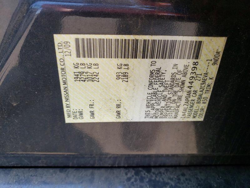 Продажа на аукционе авто 2010 Nissan Altima, vin: 1N4AL2AP0AN449398, номер лота: 58967966