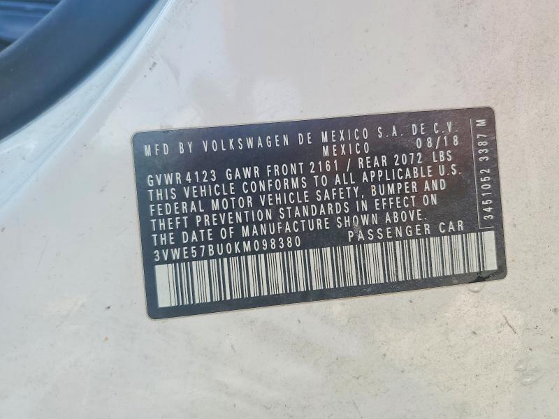 Aukcja sprzedaży 2019 Volkswagen Jetta, vin: 3VWE57BU0KM098380, numer aukcji: 55599286