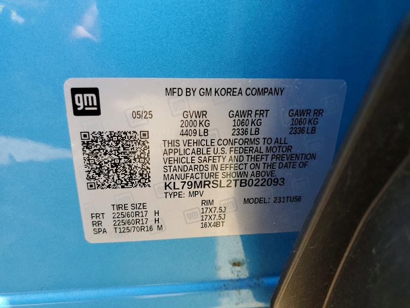 Aukcja sprzedaży 2026 Chevrolet Trailblazer, vin: KL79MRSL2TB022093, numer aukcji: 57820586
