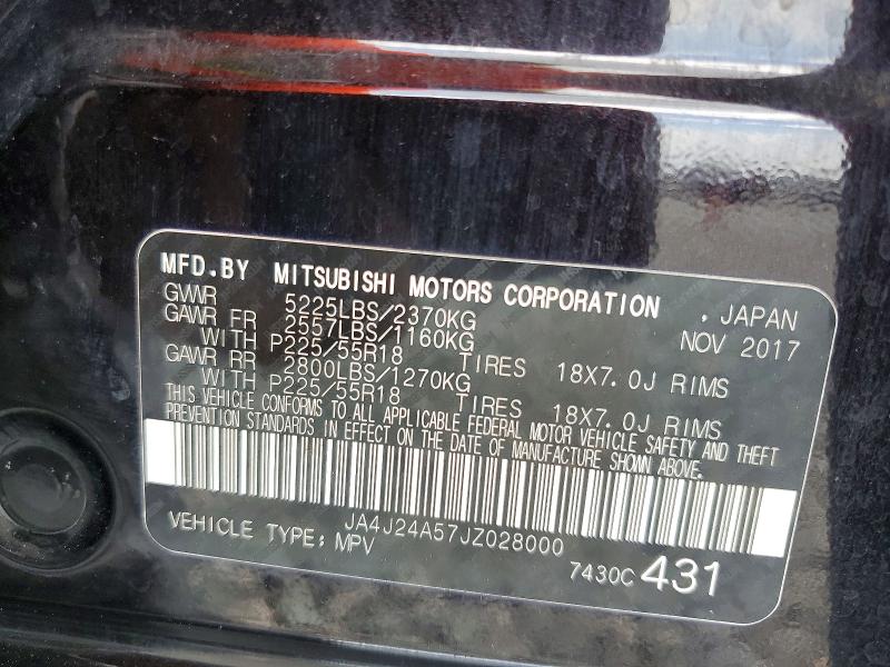Продажа на аукционе авто 2018 Mitsubishi Outlander, vin: JA4J24A57JZ028000, номер лота: 57359686