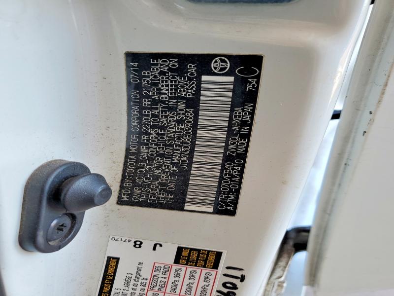 56078546 :رقم المزاد ، JTDKN3DU8E0390684 vin ، 2014 Toyota Prius مزاد بيع