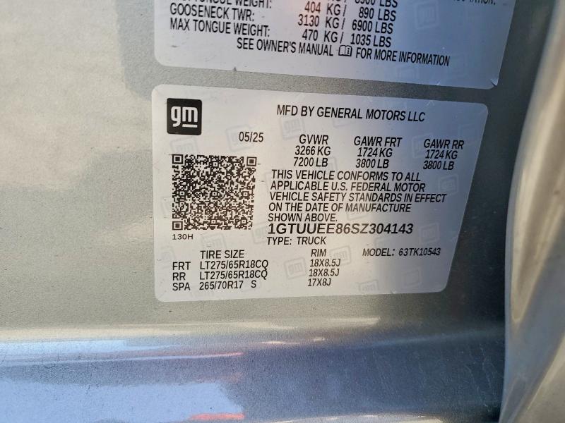 Aukcja sprzedaży 2025 Gmc Sierra, vin: 1GTUUEE86SZ304143, numer aukcji: 56073276