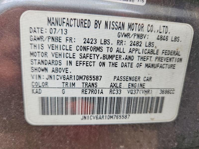 Aukcja sprzedaży 2013 Infiniti G37 Sedan, vin: JN1CV6AR1DM765587, numer aukcji: 59185146
