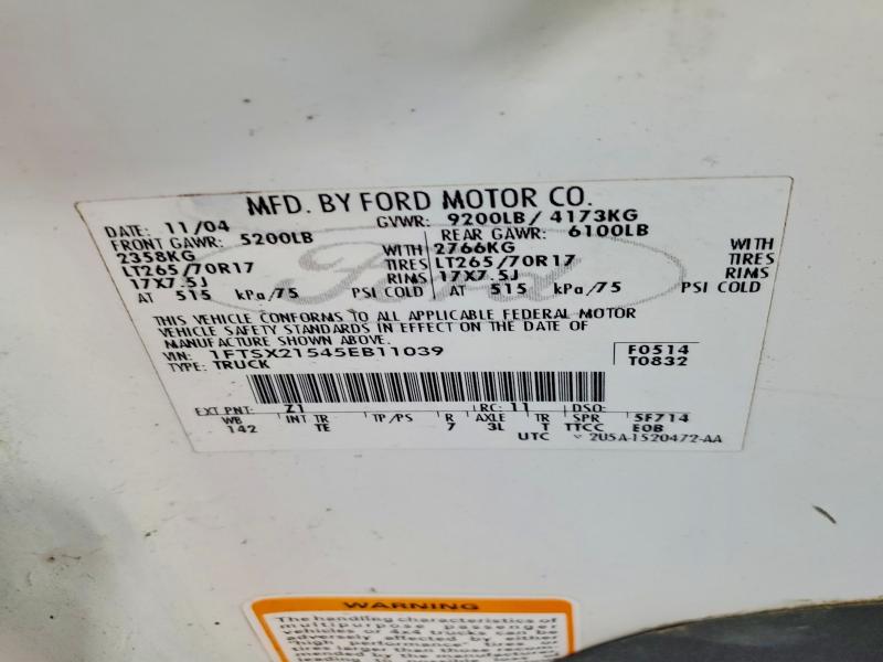 Продажа на аукционе авто 2005 Ford F250, vin: 1FTSX21545EB11039, номер лота: 54553036
