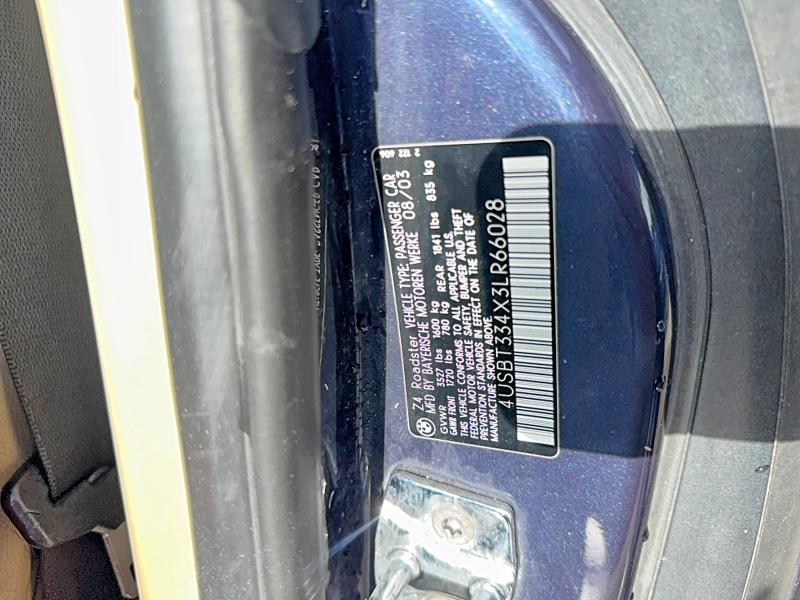 Продаж на аукціоні авто 2003 Bmw Z4, vin: 4USBT334X3LR66028, номер лоту: 56701666