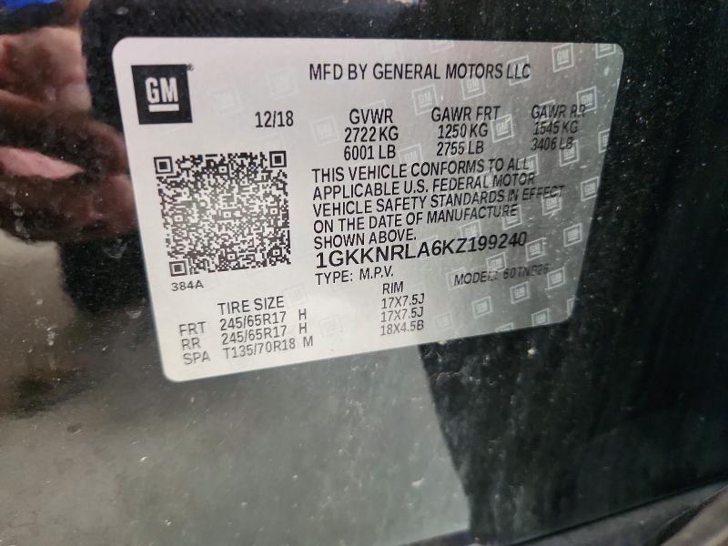 Продажа на аукционе авто 2019 Gmc Acadia, vin: 1GKKNRLA6KZ199240, номер лота: 58521276