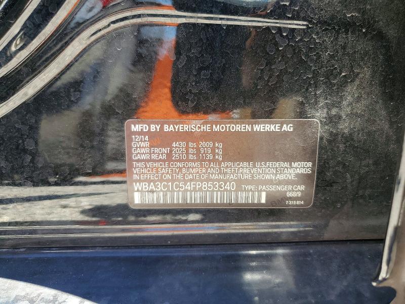 2015 Bmw 328 მანქანა იყიდება აუქციონზე, vin: WBA3C1C54FP853340, აუქციონის ნომერი: 58157496