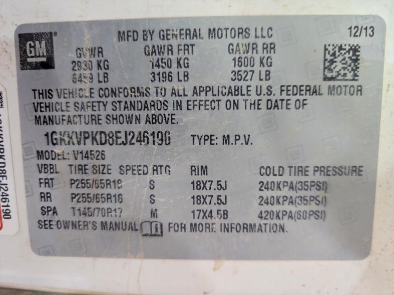 Aukcja sprzedaży 2014 Gmc Acadia, vin: 1GKKVPKD8EJ246190, numer aukcji: 56899456