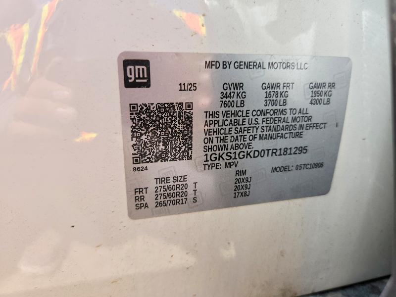 Продаж на аукціоні авто 2026 Gmc Yukon Xl, vin: 1GKS1GKD0TR181295, номер лоту: 55433426