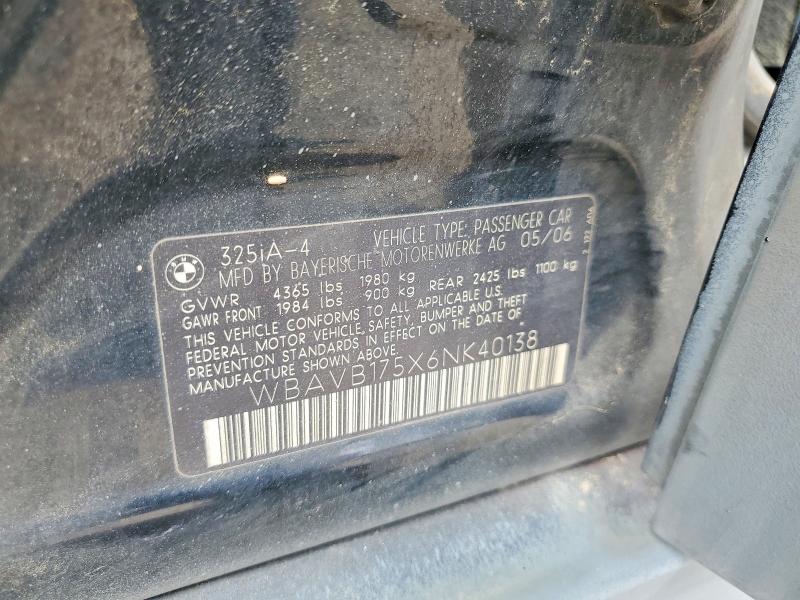 Aukcja sprzedaży 2006 Bmw 325, vin: WBAVB175X6NK40138, numer aukcji: 57649506