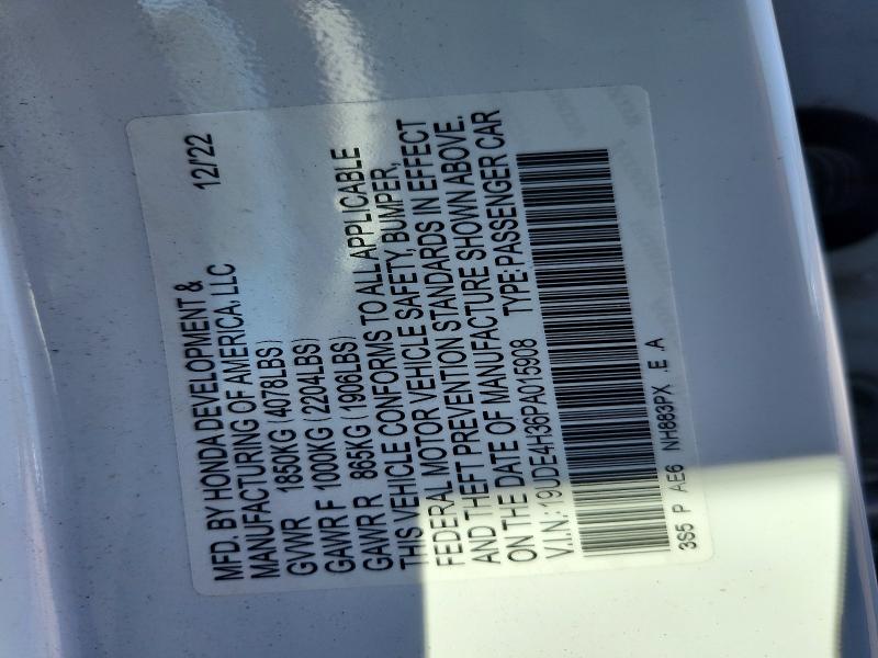 2023 Acura Integra მანქანა იყიდება აუქციონზე, vin: 19UDE4H36PA015908, აუქციონის ნომერი: 55560356