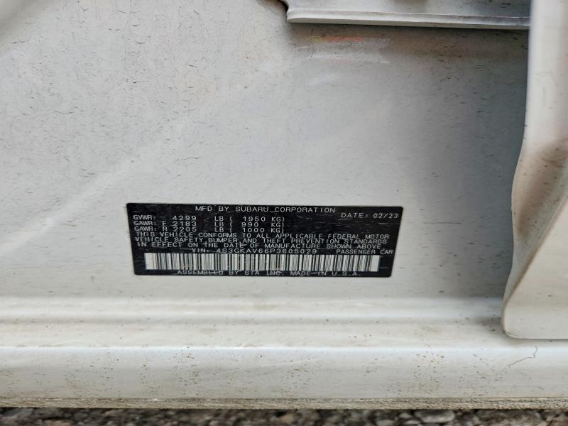 57190296 :رقم المزاد ، 4S3GKAV66P3605029 vin ، 2023 Subaru Impreza مزاد بيع