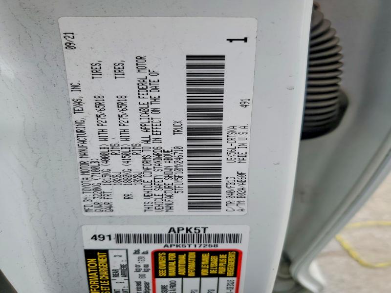Aukcja sprzedaży 2021 Toyota Tundra, vin: 5TFUY5F10MX046710, numer aukcji: 58268686