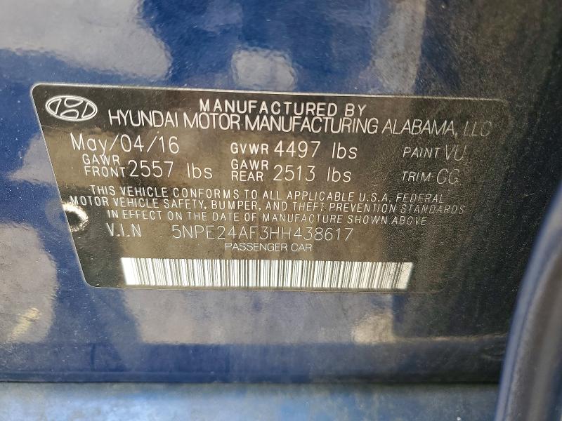 Продаж на аукціоні авто 2017 Hyundai Sonata, vin: 5NPE24AF3HH438617, номер лоту: 57171906