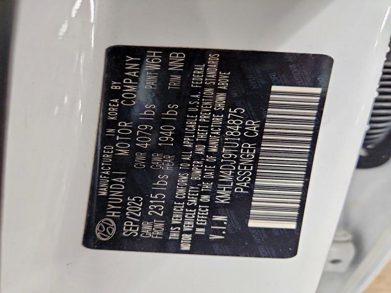 2026 Hyundai Elantra Hybrid მანქანა იყიდება აუქციონზე, vin: KMHLM4DJ9TU184875, აუქციონის ნომერი: 56152986