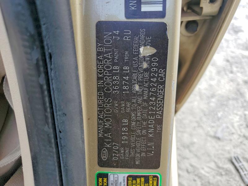 56509216 :رقم المزاد ، KNADE123476242990 vin ، 2007 Kia Rio مزاد بيع