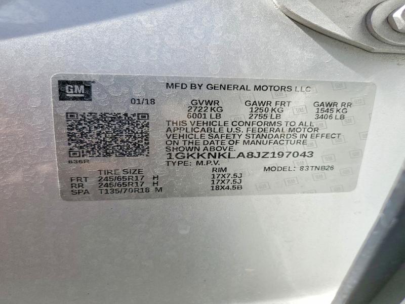 2018 Gmc Acadia მანქანა იყიდება აუქციონზე, vin: 1GKKNKLA8JZ197043, აუქციონის ნომერი: 57406956