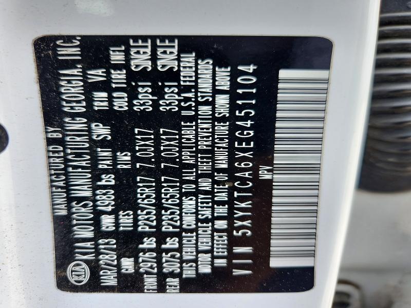 Aukcja sprzedaży 2014 Kia Sorento, vin: 5XYKTCA6XEG451104, numer aukcji: 59142506