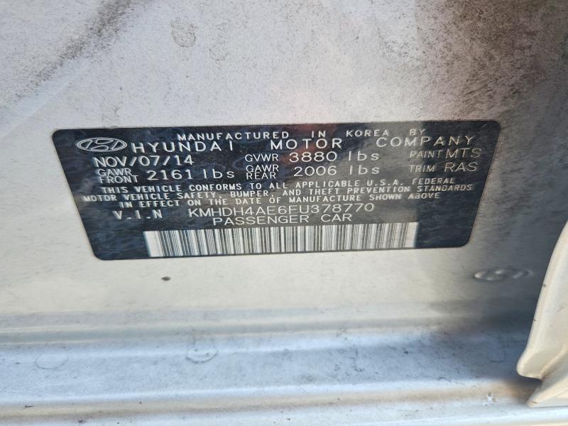 Aukcja sprzedaży 2015 Hyundai Elantra, vin: KMHDH4AE6FU378770, numer aukcji: 57079526