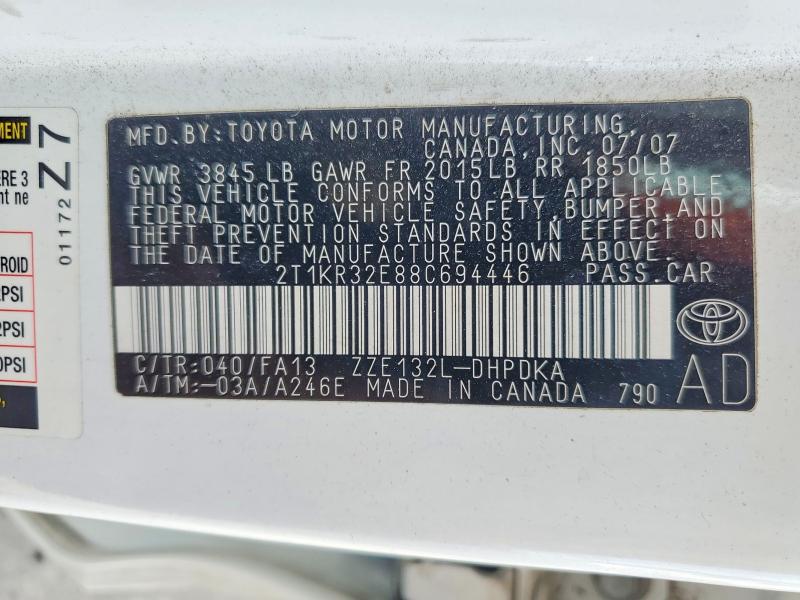 56694506 :رقم المزاد ، 2T1KR32E88C694446 vin ، 2008 Toyota Corolla Matrix مزاد بيع