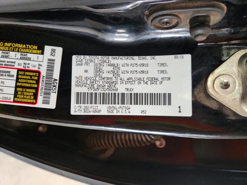Aukcja sprzedaży 2016 Toyota Tundra, vin: 5TFDW5F13GX582660, numer aukcji: 58487216