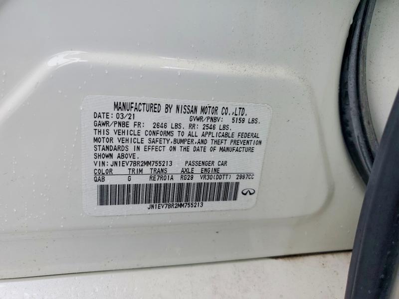 2021 Infiniti Q50 მანქანა იყიდება აუქციონზე, vin: JN1EV7BR2MM755213, აუქციონის ნომერი: 58097216