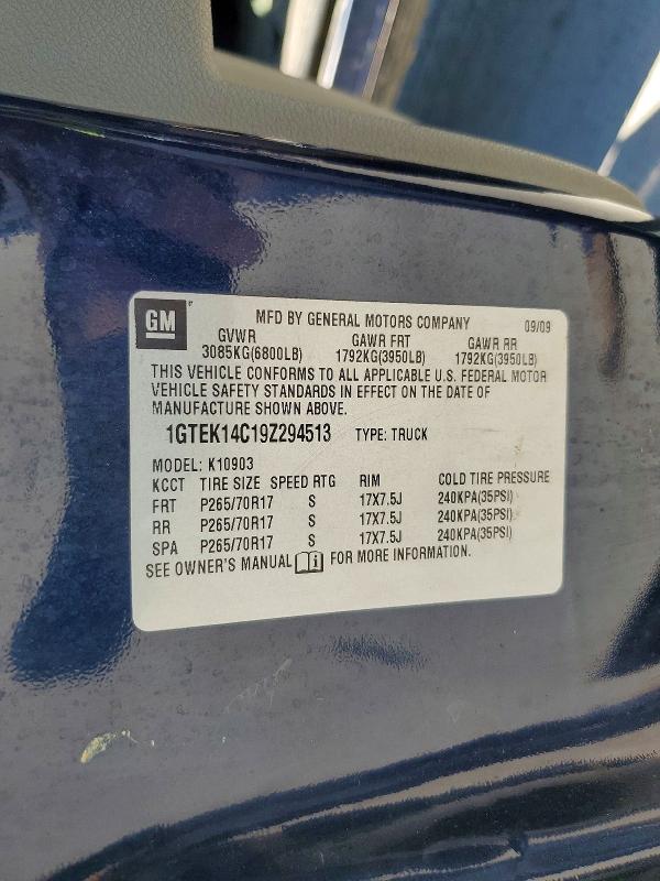 Aukcja sprzedaży 2009 Gmc Sierra, vin: 1GTEK14C19Z294513, numer aukcji: 56352996