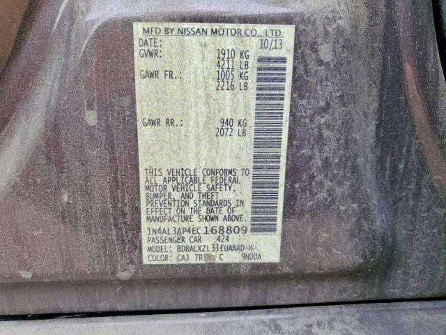 2014 Nissan Altima მანქანა იყიდება აუქციონზე, vin: 1N4AL3AP4EC168809, აუქციონის ნომერი: 58714786