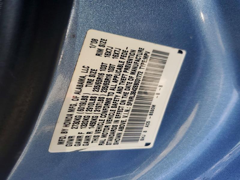 2008 Honda Odyssey მანქანა იყიდება აუქციონზე, vin: 5FNRL38428B031772, აუქციონის ნომერი: 55270466