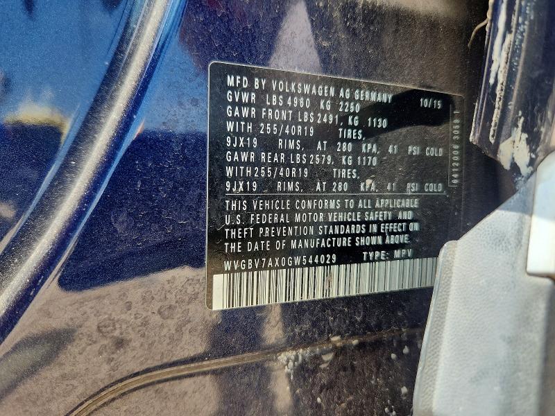 Продажа на аукционе авто 2016 Volkswagen Tiguan, vin: WVGBV7AX0GW544029, номер лота: 57379336