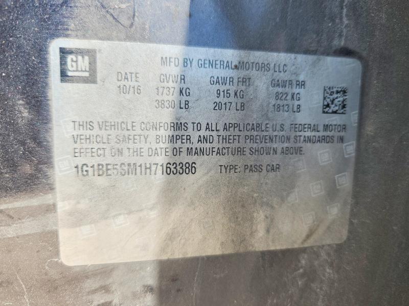 Продажа на аукционе авто 2017 Chevrolet Cruze, vin: 1G1BE5SM1H7163386, номер лота: 55604046