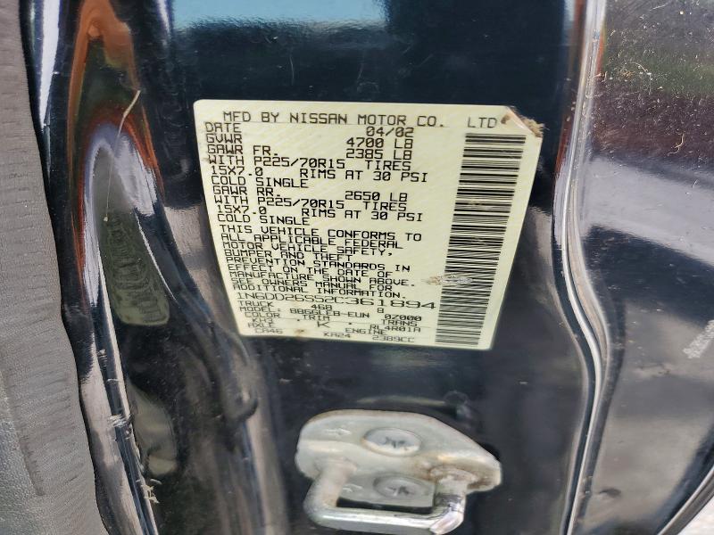 2002 Nissan Frontier მანქანა იყიდება აუქციონზე, vin: 1N6DD26S52C361894, აუქციონის ნომერი: 58726856