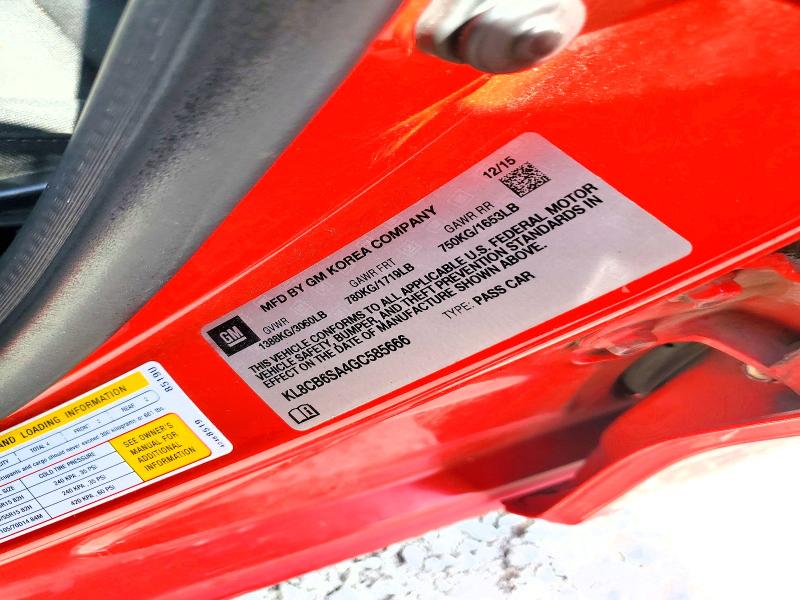 2016 Chevrolet Spark მანქანა იყიდება აუქციონზე, vin: KL8CB6SA4GC585666, აუქციონის ნომერი: 55081576