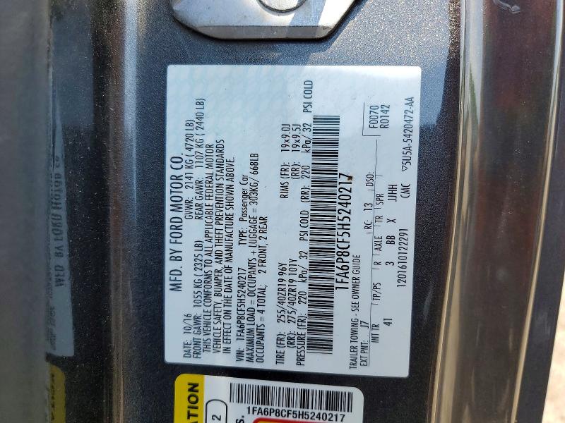 Aukcja sprzedaży 2017 Ford Mustang, vin: 1FA6P8CF5H5240217, numer aukcji: 59384916
