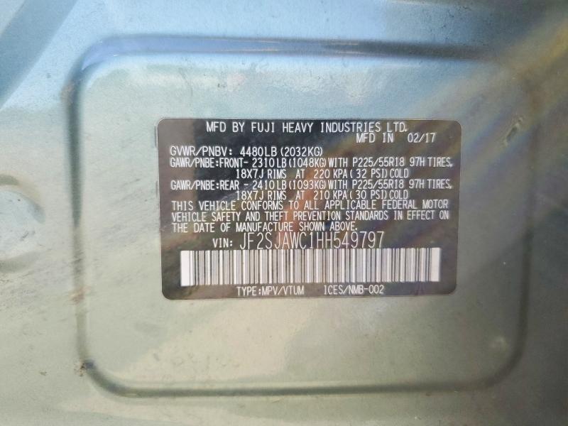 2017 Subaru Forester მანქანა იყიდება აუქციონზე, vin: JF2SJAWC1HH549797, აუქციონის ნომერი: 57196966