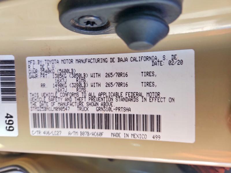 2020 Toyota Tacoma მანქანა იყიდება აუქციონზე, vin: 3TMDZ5BN1LM090547, აუქციონის ნომერი: 57004556